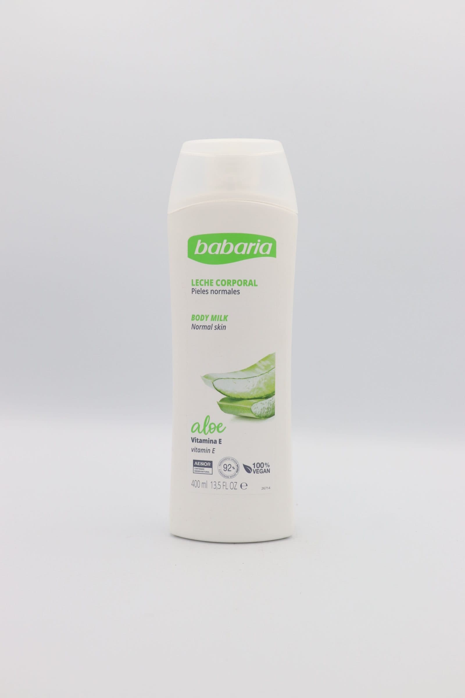 شیر بدن باباریا آلوئه ورا 400 میل Babaria Aloe با ویتامین E
