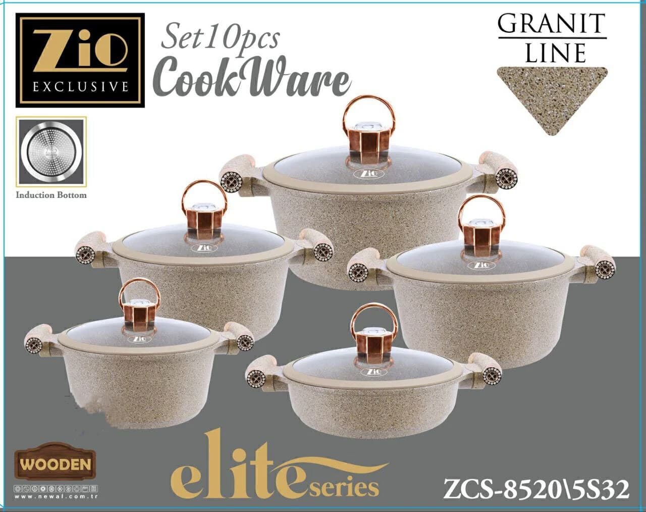 سرویس قابلمه گرانیتی 10 پارچه زیو مدل ZCS-8520 ‏(AR) — تصویر ۶