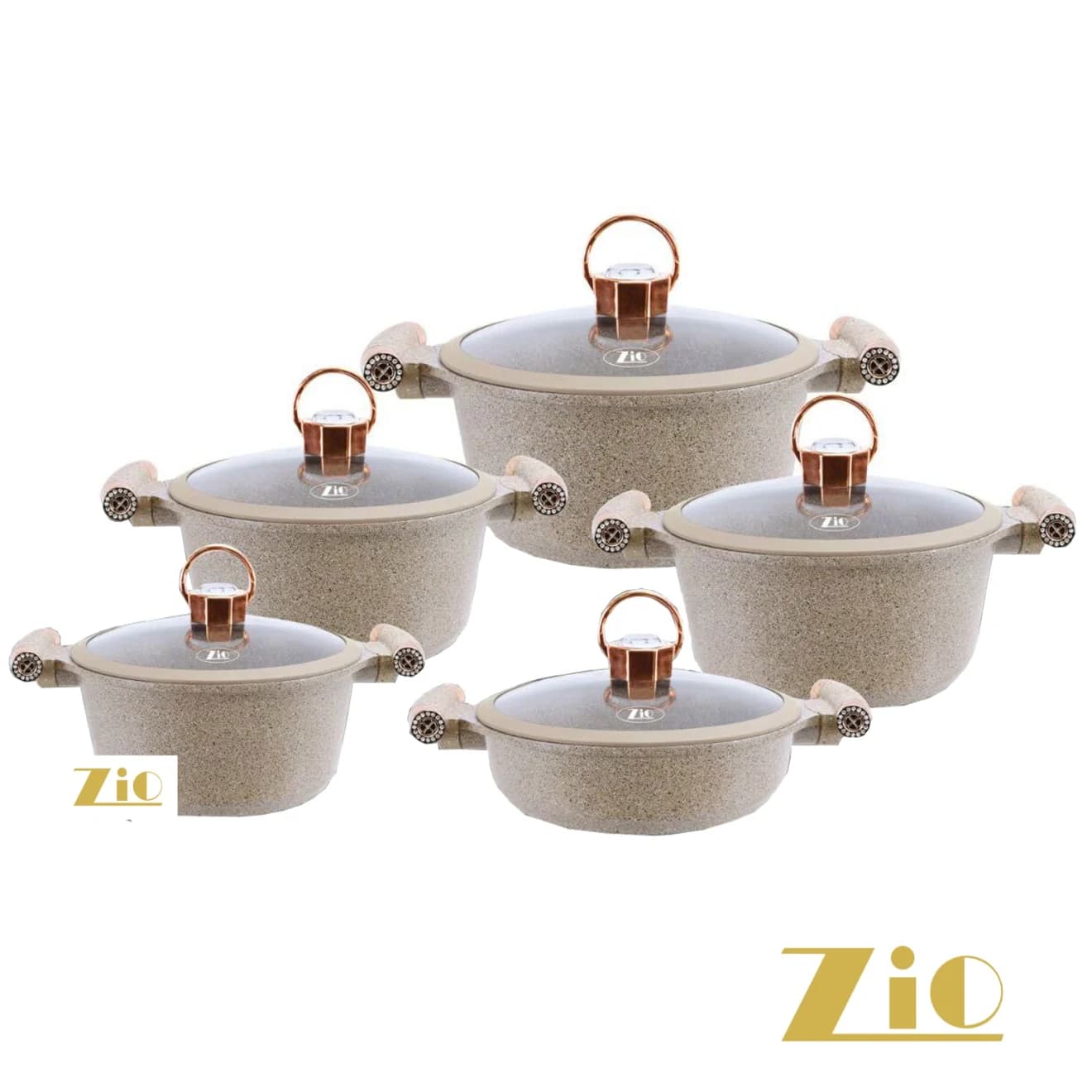 سرویس قابلمه گرانیتی 10 پارچه زیو مدل ZCS-8520 ‏(AR) — تصویر ۵