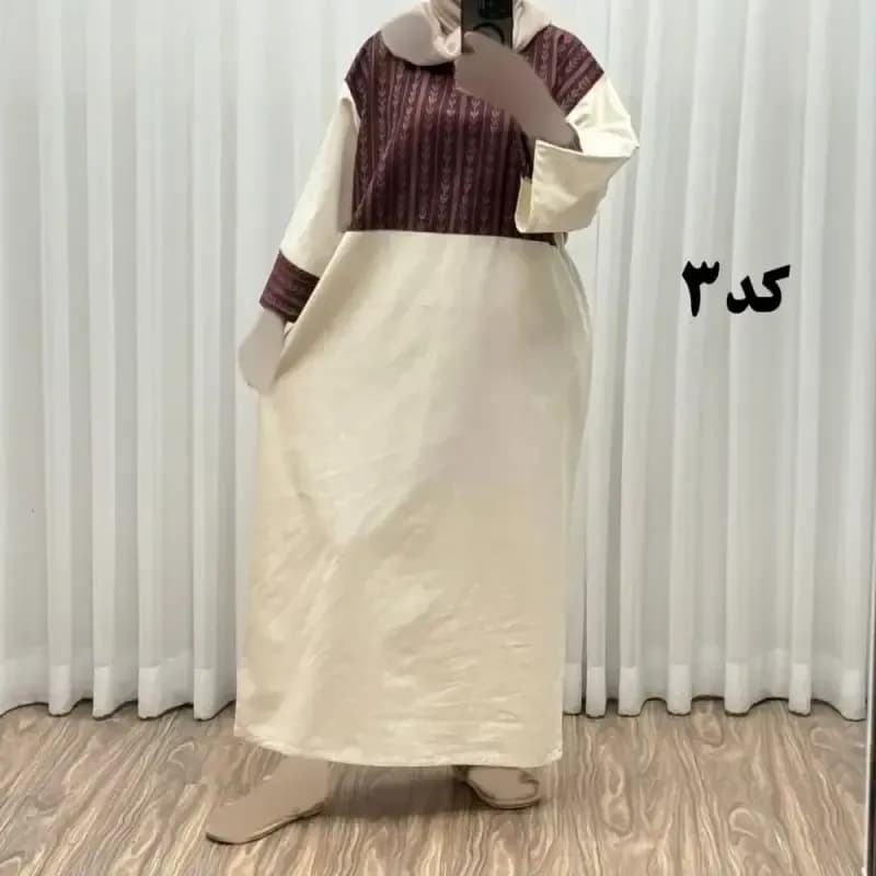 پیراهن کفتان لینن پاییزه فری سایز زنانه تا سایز 50 شیک و راحت کمربند دار بدون سایه اندازی — تصویر ۵