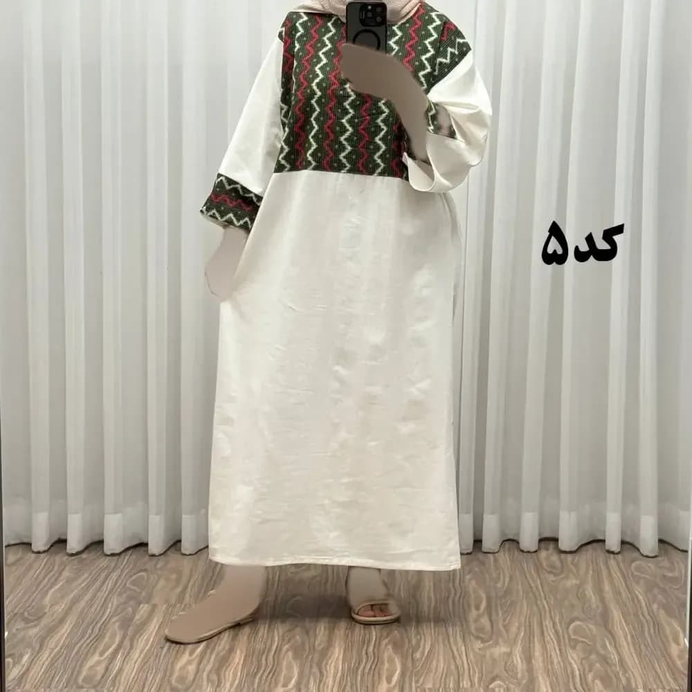 پیراهن کفتان لینن پاییزه فری سایز زنانه تا سایز 50 شیک و راحت کمربند دار بدون سایه اندازی — تصویر ۱۰