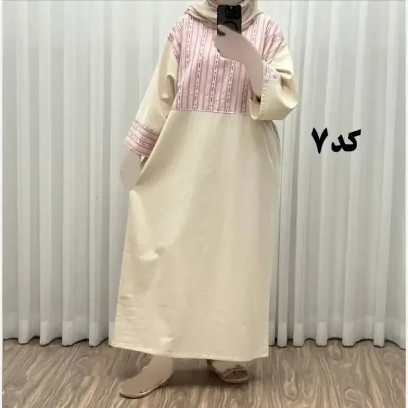 پیراهن کفتان لینن پاییزه فری سایز زنانه تا سایز 50 شیک و راحت کمربند دار بدون سایه اندازی