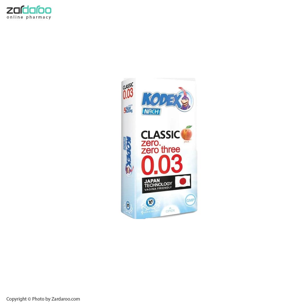 کاندوم10تایی با طعم هلو مدل Classic Zero-Zero Three 0.03 کدکس Kodex