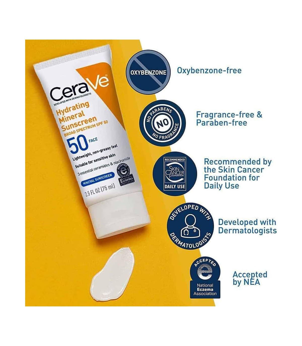 ضدآفتاب بدون رنگ فلوئید سراوی CeraVe با SPF50 مدل mineral ‏(AR) — تصویر ۲