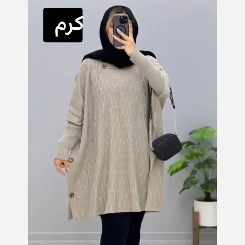 مانتو پانچ بافت تراکم بالا فری سایز مناسب سایز 40 تا 54 — تصویر ۶