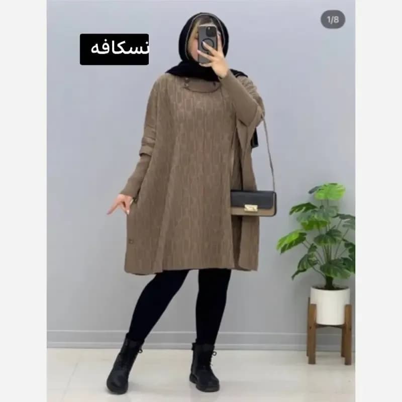 مانتو پانچ بافت تراکم بالا فری سایز مناسب سایز 40 تا 54 — تصویر ۲