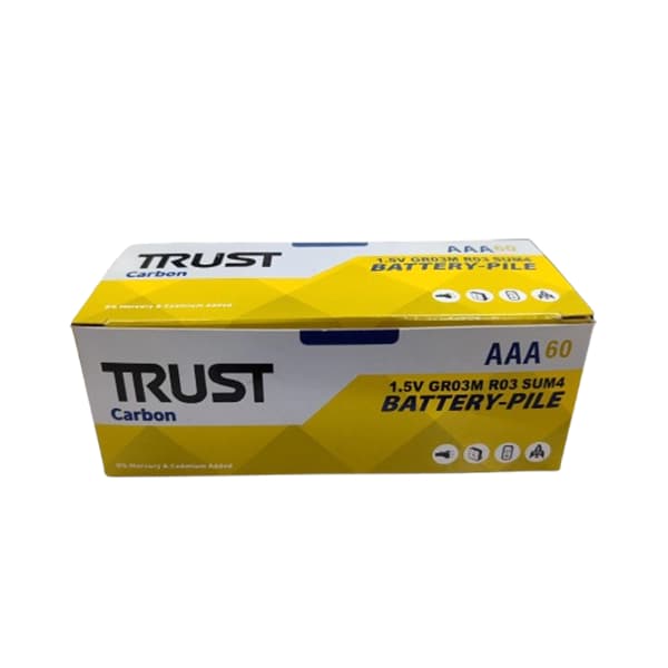 باتری نیم قلمی تراست Trust Super Life AAA – بسته ۱۵ شرینگ — تصویر ۳