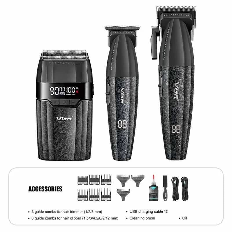 ست 3عددماشین اصلاح،خط زن و شیور وی جی آر مدل V-640 S3 ‏(AR) — تصویر ۳