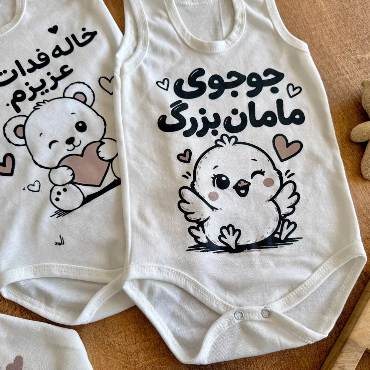 بادی رکابی نوشته فانتزی سایز 1 تا 3 کد 6962 — تصویر ۲