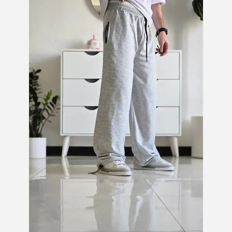 شلوار اسلش جاگر کلوین کلوین پارچه ملانژ دمپا گت دار سایز XXL XXXL طوسی مشکی برفی — تصویر ۴