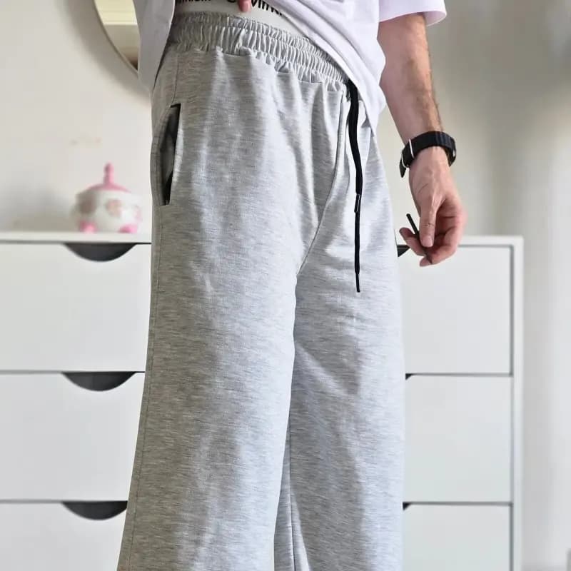 شلوار اسلش جاگر کلوین کلوین پارچه ملانژ دمپا گت دار سایز XXL XXXL طوسی مشکی برفی — تصویر ۶