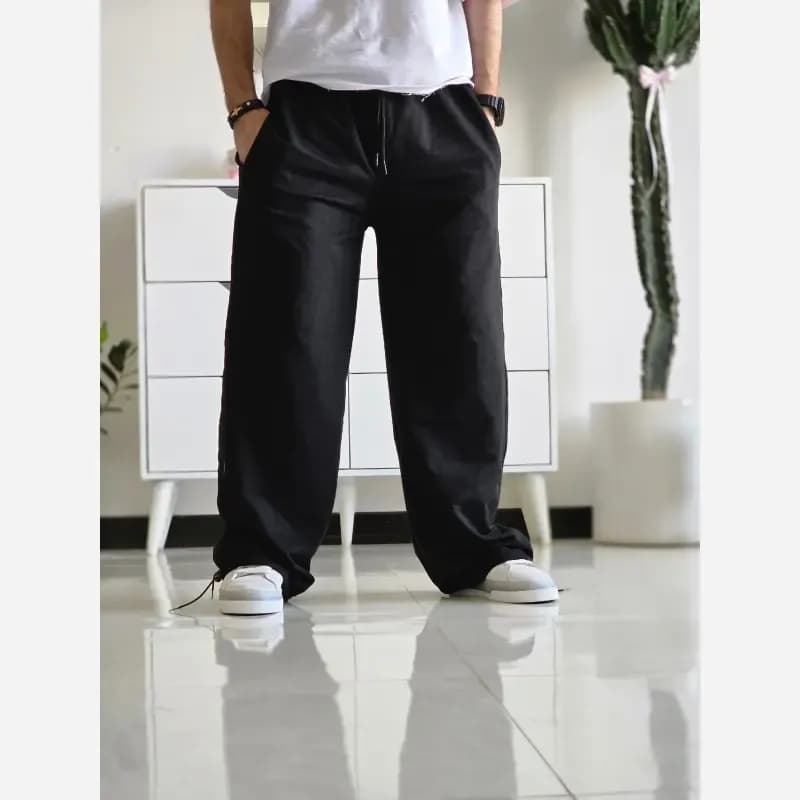 شلوار اسلش جاگر کلوین کلوین پارچه ملانژ دمپا گت دار سایز XXL XXXL طوسی مشکی برفی — تصویر ۸
