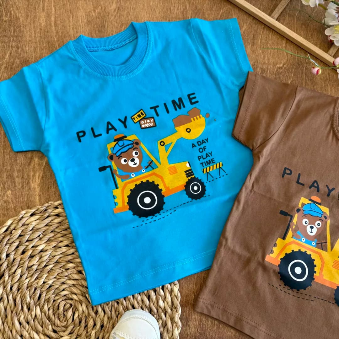تیشرت تک خرس و لودر play time سایز 35 تا 45 کد 6511 — تصویر ۲