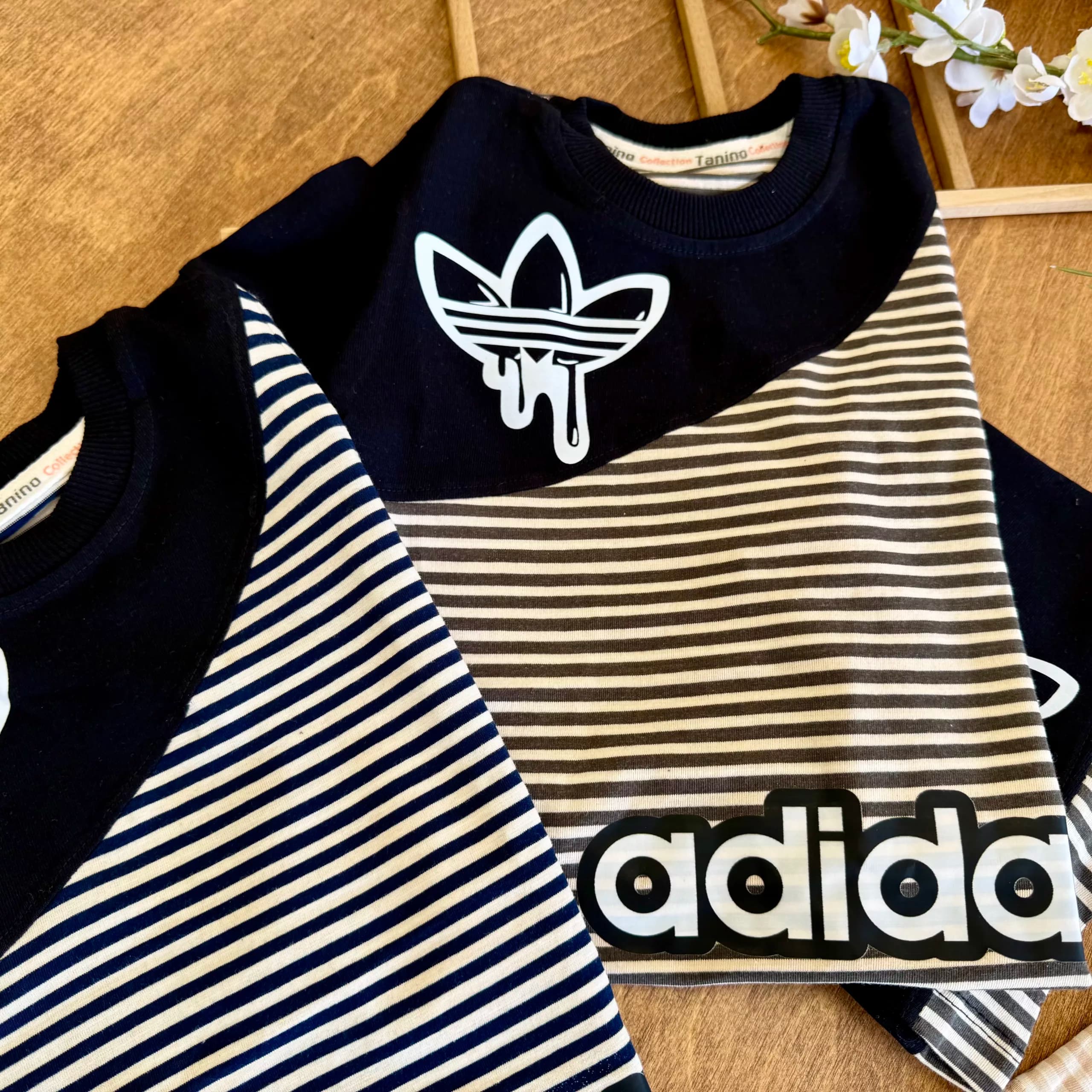 تیشرت شلوارک راه راه adidas سایز 40 تا 55 کد 6489 — تصویر ۲