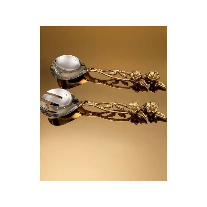 قاشق و چنگال سرو سالاد برنجی1010098