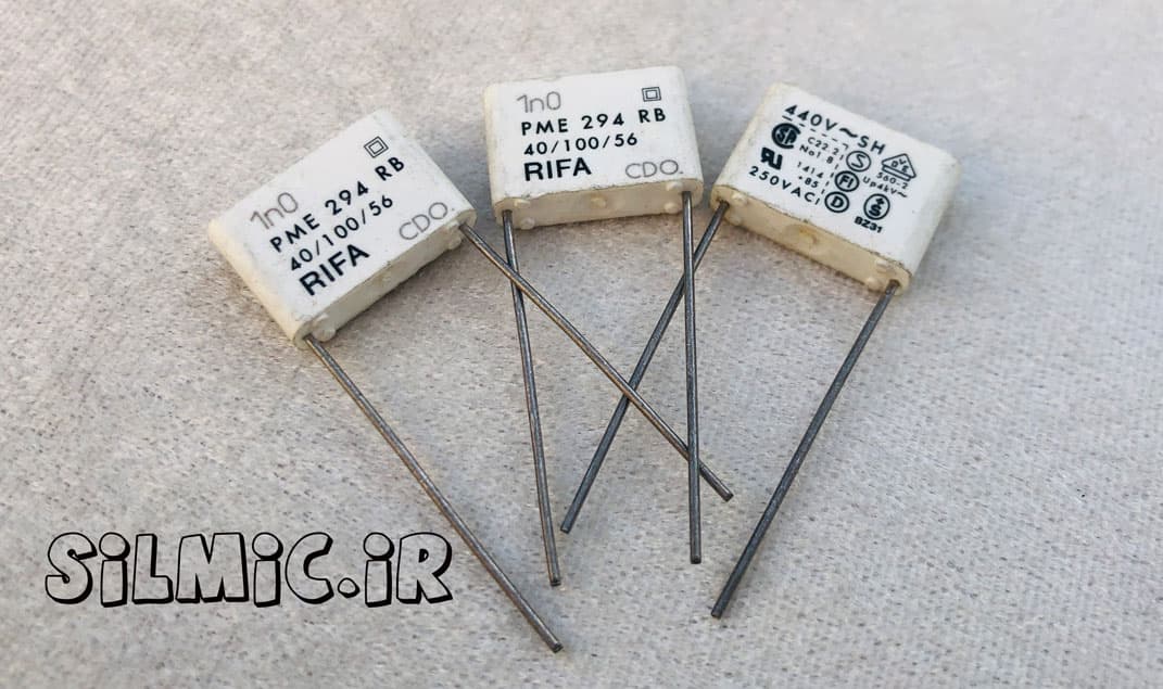 خازن کاغذی 1 نانو فاراد 440 ولت ac ساخت RIFA سرکوب EMI کلاس Y1 ضربه 4kv