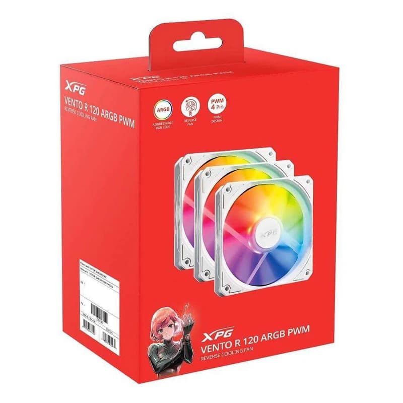 فن کیس ای دیتا ایکس پی جی مدل VENTO R 120 ARGB PWM WHITE بسته سه عددی — تصویر ۷