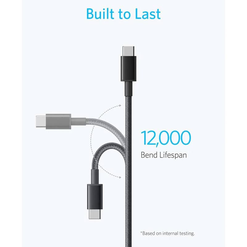 کابل شارژر USB-C to USB-C انکر Anker مدل A8752H11 کنفی 1 متری 60 وات — تصویر ۳