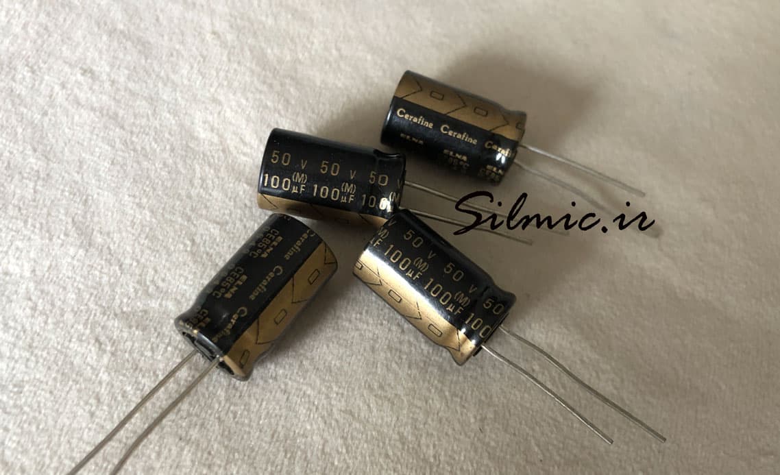 خازن های گرید 100 میکرو فاراد 50 ولت صوتی ELNA ژاپن سری ROA cerafine