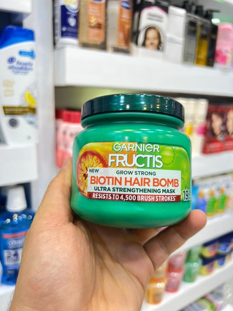 ماسک مو تقویت کننده بیوتین و استحکام بخش افزایش رشد مو Grow Strong Biotin hair bomb گارنیر Garnier — تصویر ۲