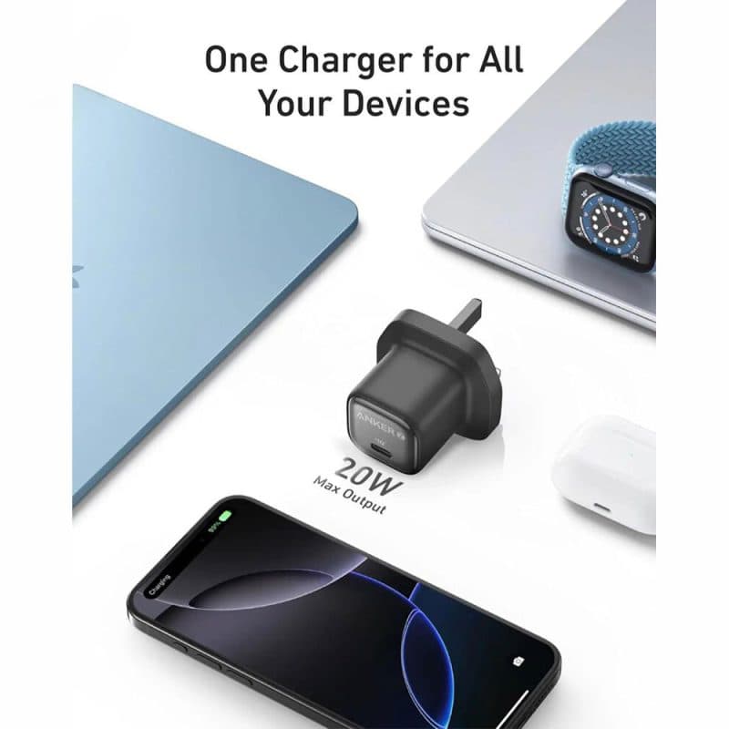 شارژر دیواری اصلی 20 وات انکر Anker Zolo مدل A2699 | USB-C PD سفید (گارانتی آسان سرویس) — تصویر ۳