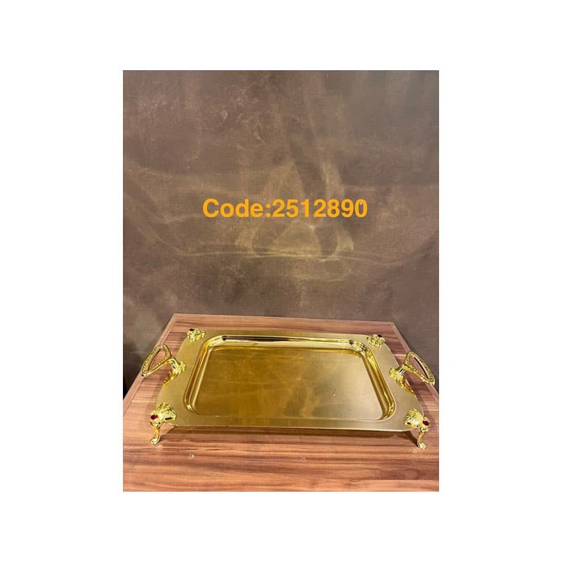 سینی مستطیل استیل طلایی 2512891