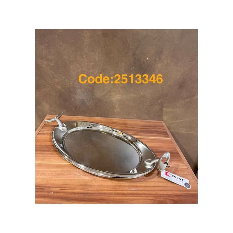 سینی پذیرایی استیل بیضی2513346 — تصویر ۳
