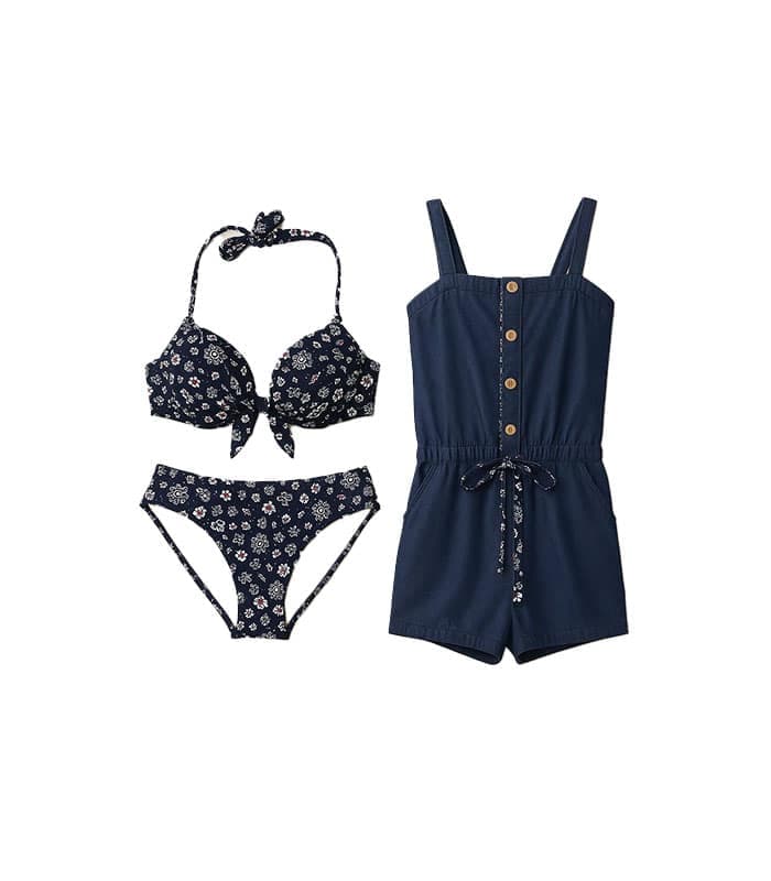 مایو سه تکه کاپدار فنردار beach queen کد 1015