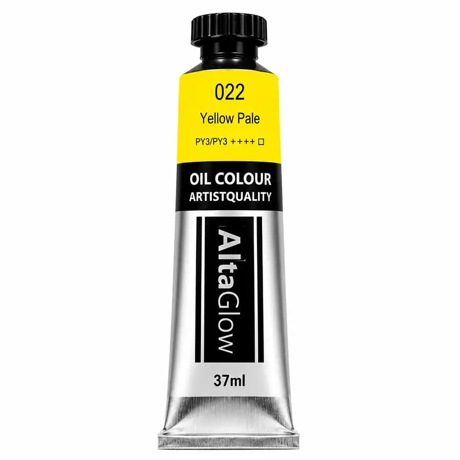 رنگ روغن آلتا گلو رنگ Pale Yellow کد 022 حجم 37 میلی‌لیتر