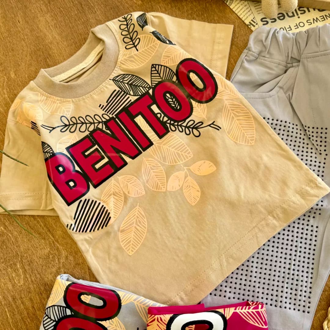 تیشرت شلوارک کتان برگ BENITOO سایز 40 تا 55 کد 6209 — تصویر ۳