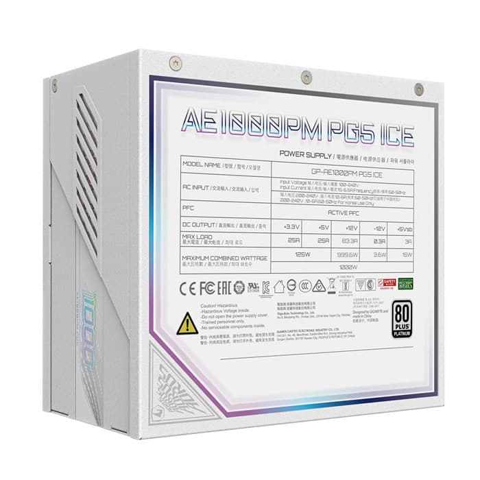 پاور گیگابایت 1000W مدل AORUS ELITE P1000W ICE 80+ Platinum Modular PCIe 5.0 ATX 3.1 — تصویر ۶