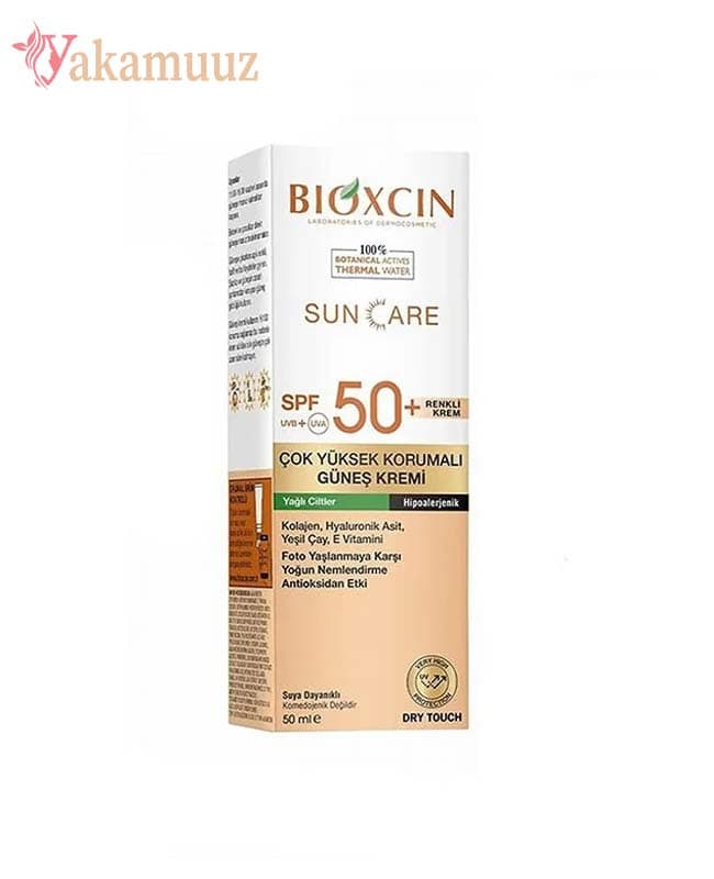 کرم ضد آفتاب رنگی بیوکسین+۵۰ spf مناسب پوستهای چرب حجم ۵۰ میلی — تصویر ۲