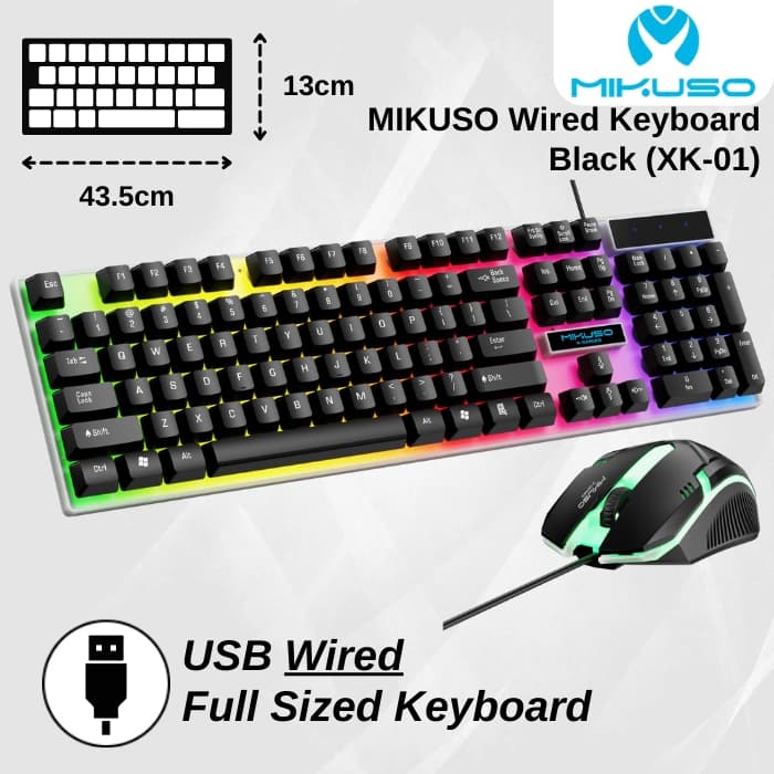 ست کیبورد و موس گیمینگ MIKUSO مدل XK-01 RGB | باسیم