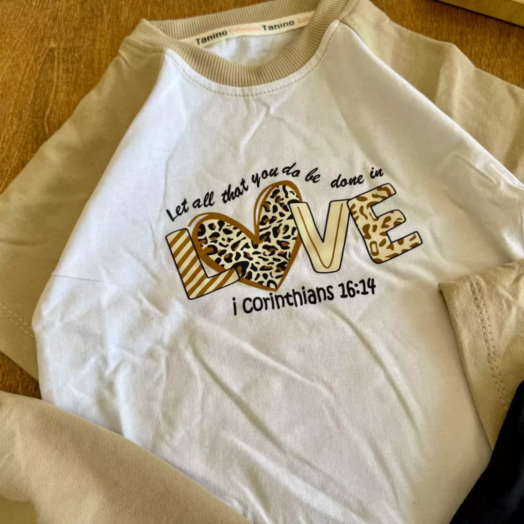 تیشرت شلوارک طرح love پلنگی سایز 35،40 کد 6466 — تصویر ۳