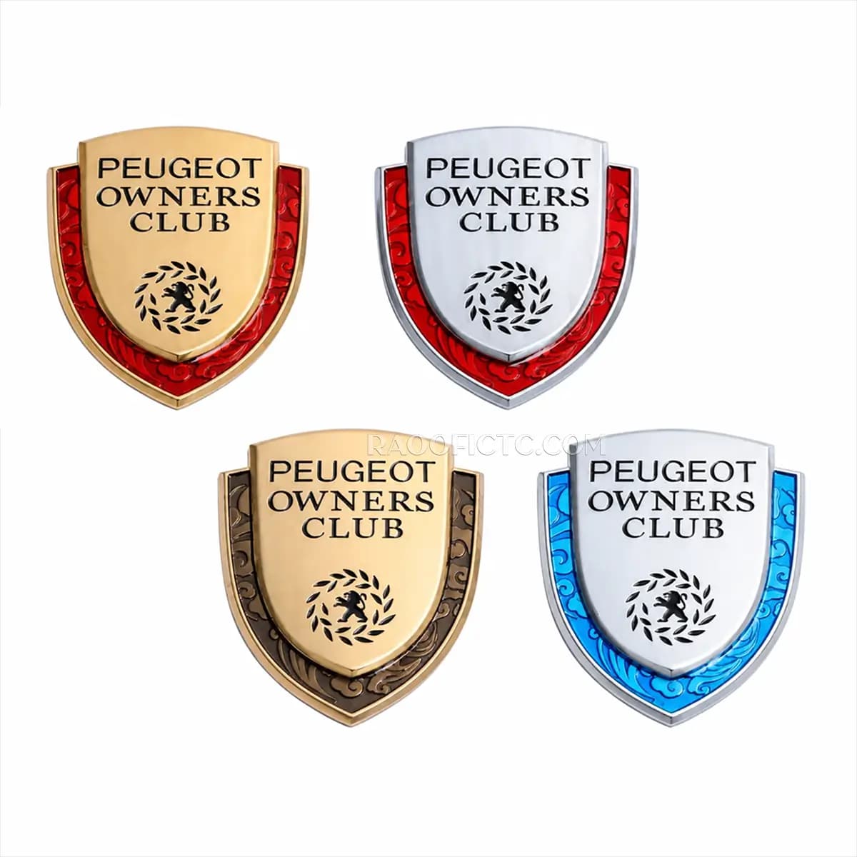 آرم فلزی کلاب پژو سواران PEUGEOT OWNERS CLUB در تنوع رنگی