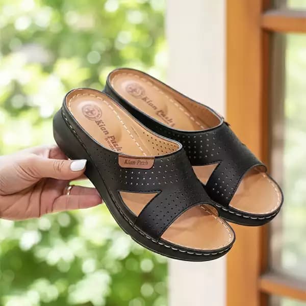 صندل طبی زنانه مخصوص خارپاشنه (ترنج مشکی)
