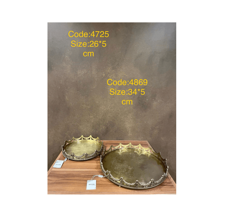 سینی برنجی گرد مدل تاج 4869