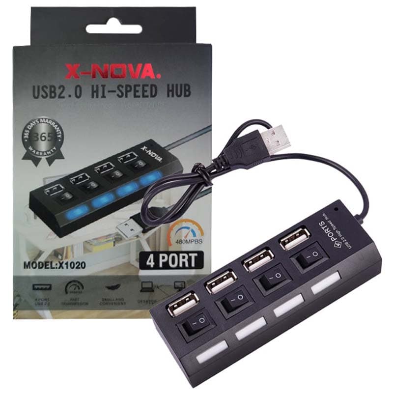 هاب 4 پورت USB 2.0 ایکس نوا X-Nova مدل X1020 | کلیددار