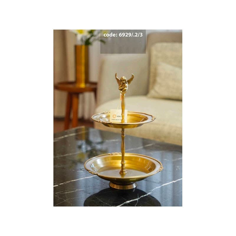 شیرینی خوری 2طبقه برنجی فرشته 6929