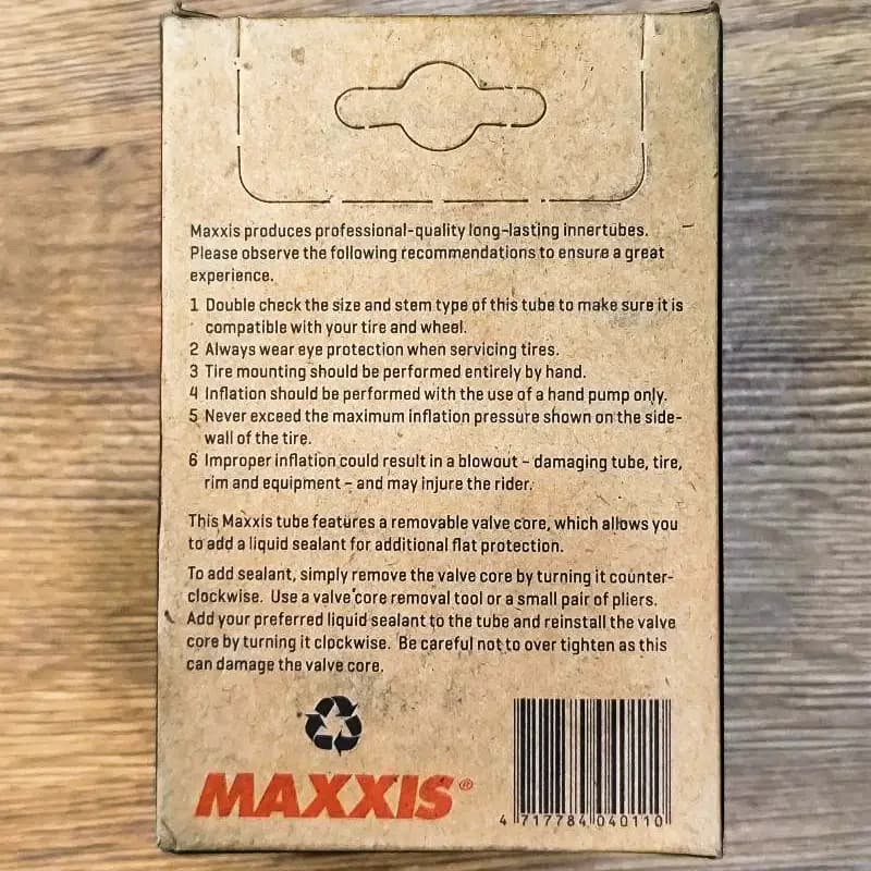 تیوپ دوچرخه Maxxis سایز 27.5×1.75-2.40 – والف سوزنی فرانسوی پرستا 48mm بسته بندی کارتن — تصویر ۳