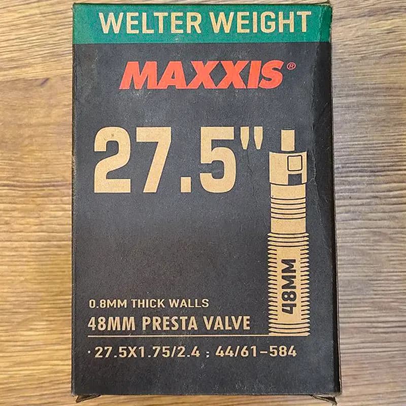 تیوپ دوچرخه Maxxis سایز 27.5×1.75-2.40 – والف سوزنی فرانسوی پرستا 48mm بسته بندی کارتن — تصویر ۲