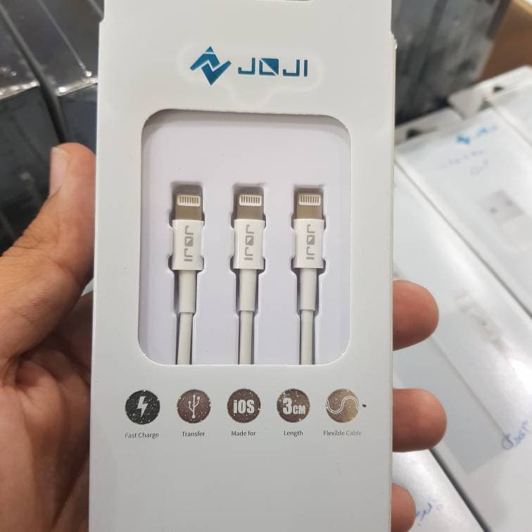 کابل شارژ JOJI مدل ZA101P از نوع USB به Lightning طول 30 سانتی‌متر | پک 3 عددی