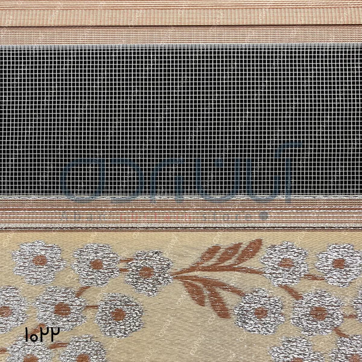 پرده زبرا پلیسه گل رنگ نسکافه ای — تصویر ۳
