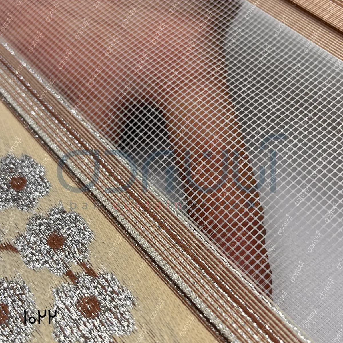 پرده زبرا پلیسه گل رنگ نسکافه ای — تصویر ۴