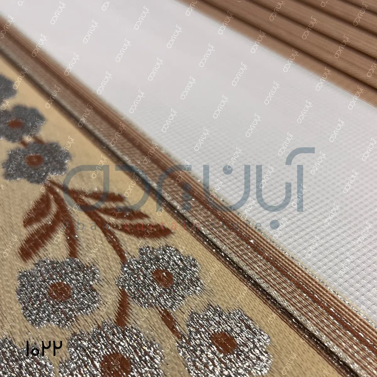 پرده زبرا پلیسه گل رنگ نسکافه ای — تصویر ۲