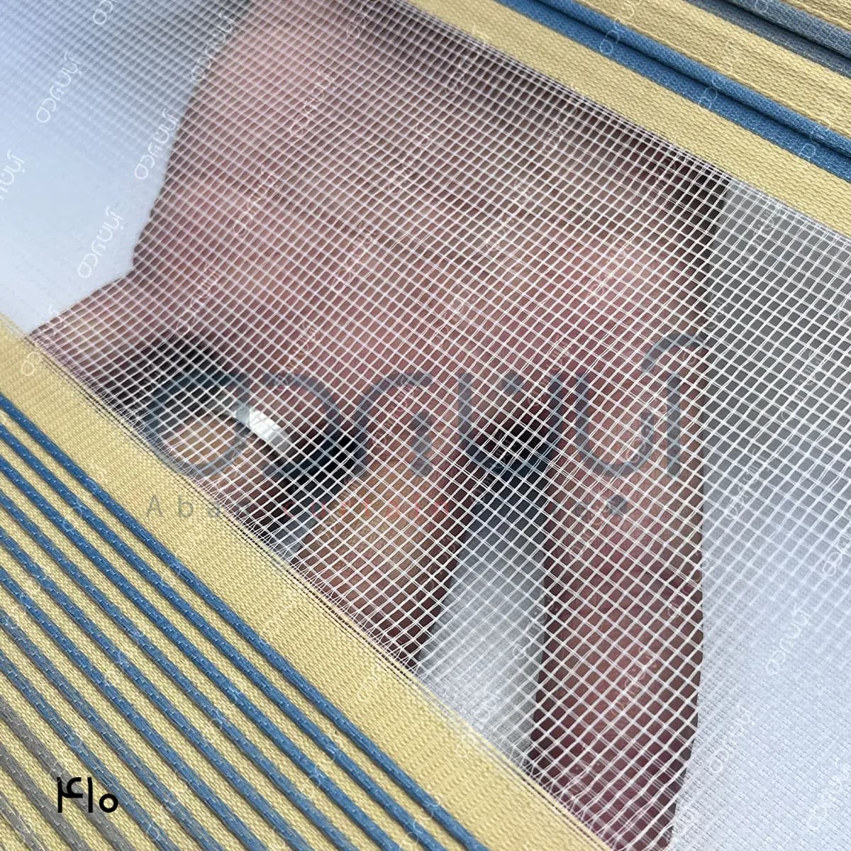 پرده زبرا پلیسه رنگ نسکافه ای و آبی — تصویر ۴