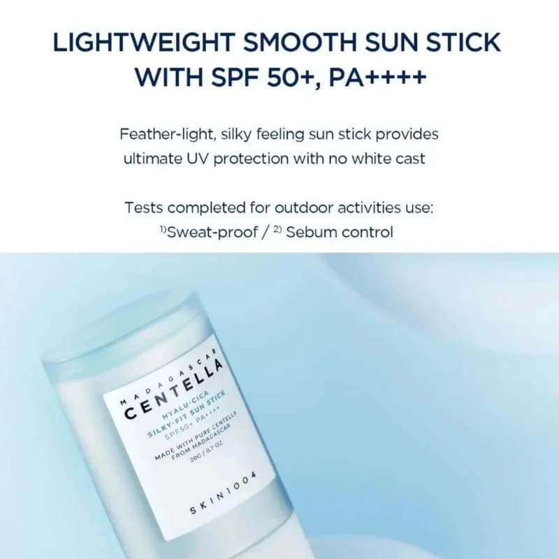 ضد آفتاب استیکی بی‌رنگ سنتلا اسکین 1004 مدل هیالو سیکا سیلکی فیت SPF50+ وزن 20 گرم — تصویر ۸