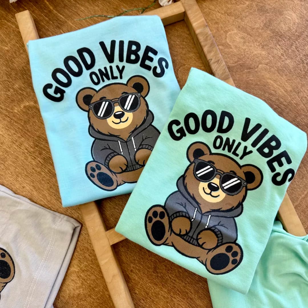 تیشرت شلوارک خرس good vibes سایز 4 تا 6 کد 6396 — تصویر ۲