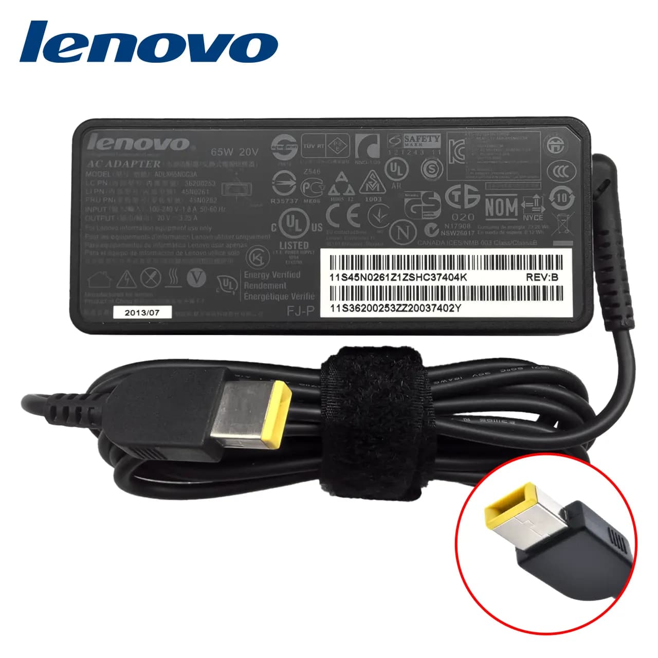 شارژر لپ تاپ لنوو 20 ولت 4.5 آمپر با توان 90 وات سر USB