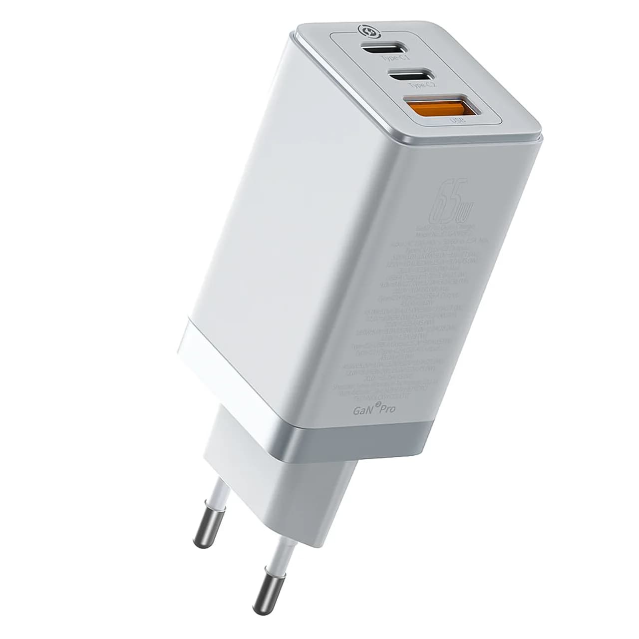 شارژر دیواری بیسوس مدل CCGAN2P GaN2 Pro با توان خروجی 65 وات به‌ همراه کابل